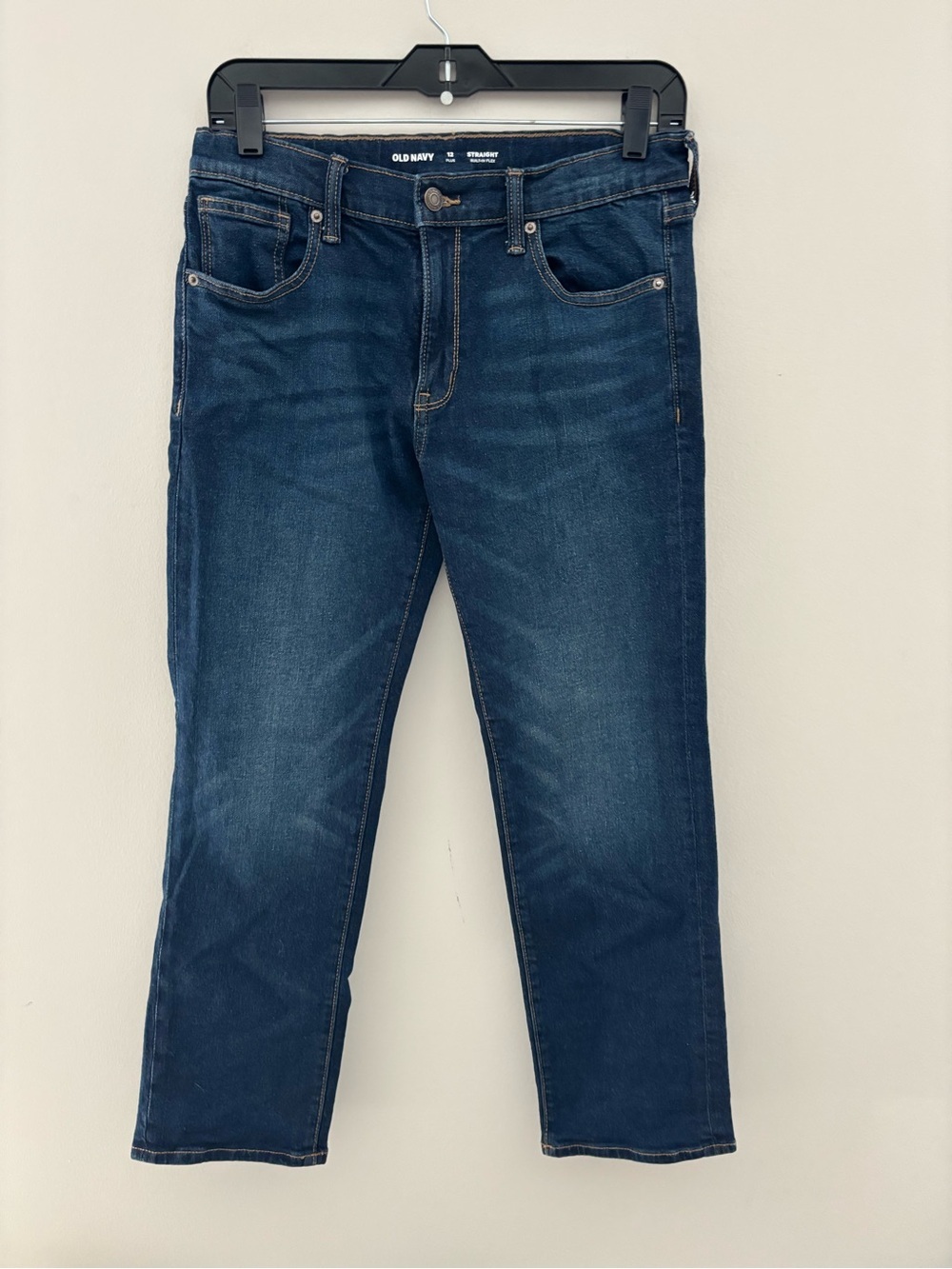 Old Navy Boys Straight Built-In Flex Jeans Size 12 Plus Dark Wash Denim